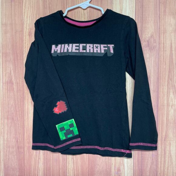 Minecraft Girls Shirt Lot Black Long Sleeve Purple Short Sleeve Diamond Miner 6 - Picture 2 of 10